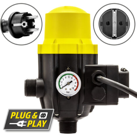 TROTEC Elektronischer Druckschalter TDP DSP – Pumpensteuerung Druckwächter – für Wasserpumpen, Hauswasserwerk, Gartenpumpen max. 10 bar, mit Kabel und Stecker