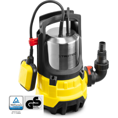 TROTEC Tauchpumpe TWP 11000 ES – Pumpe für Schmutzwasser – Fördermenge 20000 l/h, Leistung 1100 Watt, Eintauchtiefe max. 7 m, Trockenlaufschutz