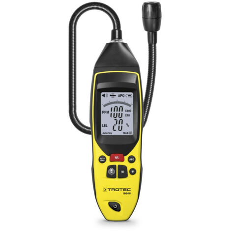 TROTEC BG40 Tragbarer Gas-Detektor Messgerät Melder bei Gasübertritt Messbereich bis 10.000 ppm Abschaltautomatik Gaswarngerät und Gasdetektor in einem Gerät Optischer und akustischer Alarm