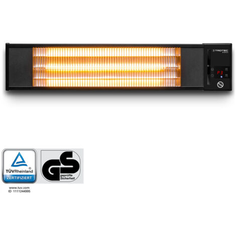 TROTEC Terassenheizstrahler Infrarot IR 2010 S – Heizleistung 650 W / 1350 W / 2000 W – Standgerät, Wandmontage, inkl. Fernbedienung