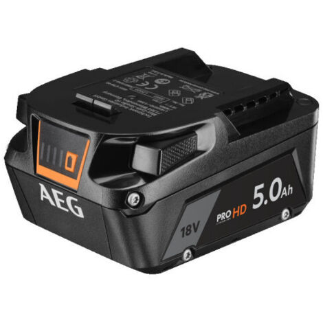 AEG – Batterie 18V 5.0 Ah HD PROLITHIUM-ION™ – Indicateur LED – Protection thermique et contre les surcharges – Compatible outils PRO18V
