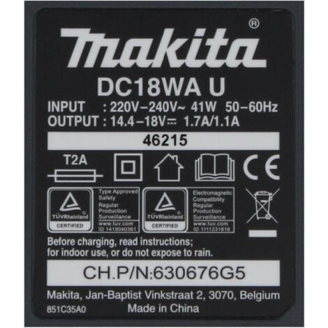 Chargeur MAKITA original DC18WA G-series 14,4V et 18V li-ion
