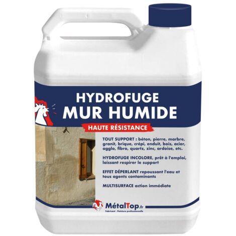 Metaltop – Hydrofuge mur humide incolore 1 L – Imperméabilisant pour murs – Protection intérieure et extérieure jusqu'à 12 ans – Séchage rapide 10 min