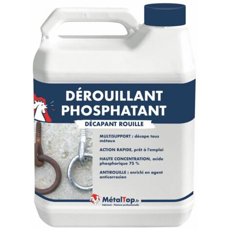 Metaltop – Décapant rouille 5 L incolore – Formule concentrée à l'acide phosphorique – Protection jusqu'à 12 ans – Application facile avec pinceau ou rouleau