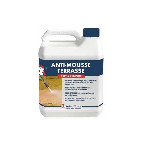 Metaltop – Antimousse terrasse 5 L – Liquide incolore pour béton et bitume – Protection jusqu'à 12 ans – Prêt à l'emploi (1/5)