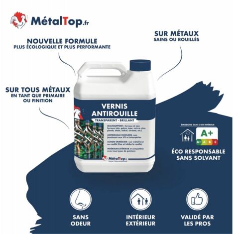 Vernis Antirouille - 0.4 L - Bombe 400 mL    - Incolore - Metaltop