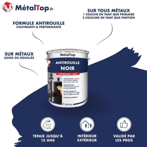 Antirouille Noir - 0.4 L - Bombe 400 mL    - 9017 - Noir signalisation - Metaltop