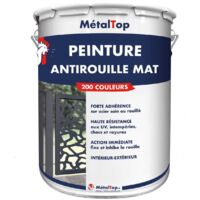 Peinture Antirouille Mat - Pot 5 L - 7042 - Gris signalisation A - Metaltop