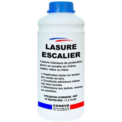 Lasure Escalier - 1 L   - Codeve Bois - Pin orégon - Pour La Protection D'un Escalier En Chêne, Sapin, Hêtre Ou Frêne. (1/3)