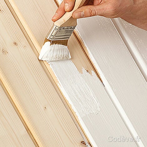 Impression Bois -  5 L   - Codeve Bois - RAL 9010 - Blanc pur - Pour Couvrir Un Fond En Bois Trop Foncé, Noirci, Taché Ou Nuancé.
