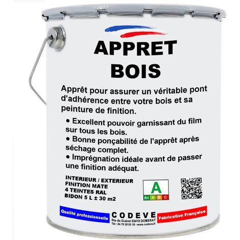Appret Bois -  5 L   - Codeve Bois - RAL 7016 - Gris anthracite - Pour Bloquer La Porosité D'un Fond En Bois Pour Une Belle Finition.