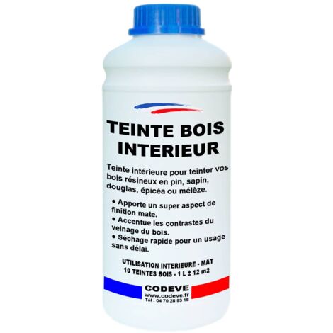 Teinte Bois Interieur - 1 L   - Codeve Bois - Chêne - Pour Teinter Vos Bois Résineux En Pin, Sapin, Douglas, épicéa Ou Mélèze.