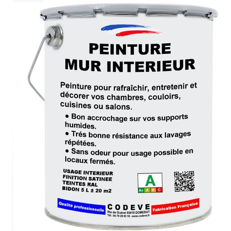 Peinture Mur Interieur - 5 L - Codeve Bois - RAL 5024 - Bleu pastel - Pour La Décoration De Votre Salon, Séjour, Cuisine Ou Chambre.