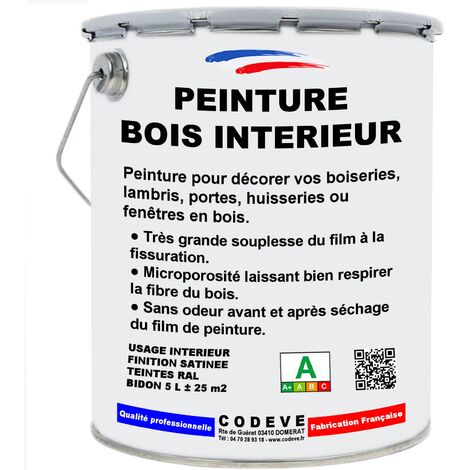 Peinture Bois Interieur -  5 L   - Codeve Bois - RAL 8012 - Brun rouge - Intérieure Pour La Décoration De Votre Bois, Lambris Ou Plinthe.