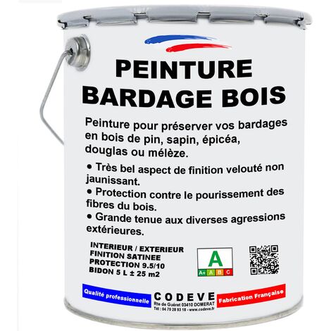 Peinture Bardage Bois - 5 L - Codeve Bois - RAL 1013 - Blanc perle - Pour La Protection De Votre Bardage En Pin, Sapin, épicéa Ou Mélèze. (1/5)