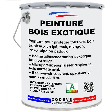Peinture Bois Exotique - 5 L - Codeve Bois - RAL 7040 - Gris fenêtre - Pour La Protection De Votre Bois Tropical En Ipé, Teck, Iroko, Sipo. (1/5)