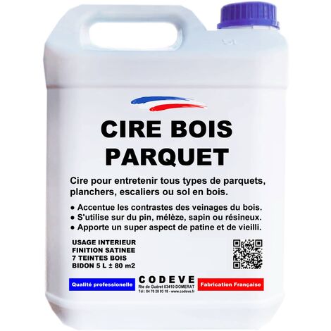 Cire Parquet - 5 L   - Codeve Bois - Chêne foncé - Pour L'entretien De Votre Parquet, Plancher, Escalier Ou Autre Sol En Bois.