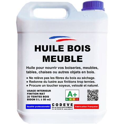 Huile Meuble Bois - 4x5 L   - Codeve Bois - Chêne foncé - Pour La Déco De Votre Meuble, Table, Buffet, Commode Ou Armoire Bois.