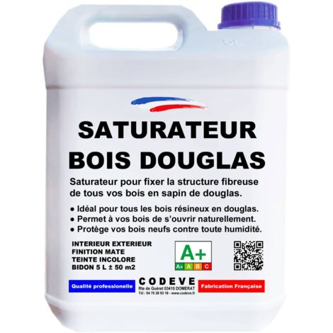 Codève Bois – Saturateur bois Douglas 5 L – Rendement 10 à 13 m²/L – Protection contre l'humidité – Application en 2 couches croisées