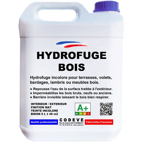 Codève Bois – Hydrofuge bois 5 L – Traitement imperméabilisant pour bois brut – Application facile avec brosse, rouleau ou pulvérisateur