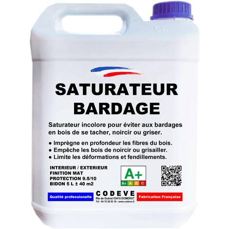 Codève Bois – Saturateur bardage 4x5 L – Protection bois pin, sapin, épicéa, mélèze – Rendement 8-11 m²/L – Application en 2 couches