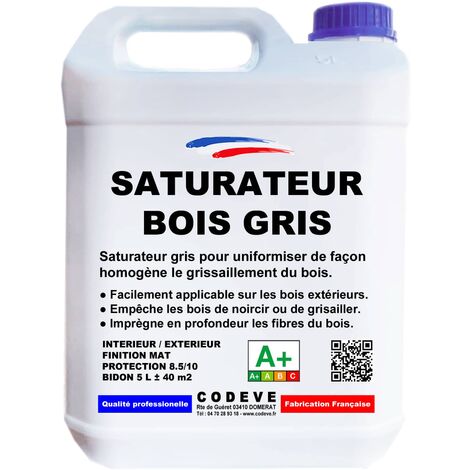 Saturateur Bois Gris - 4x5 L   - Codeve Bois - Pour Rendre Le Grisaillement De Votre Surface En Bois Plus Uniforme. (1/5)