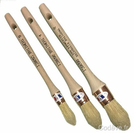 Codève Bois – Pinceau plat 29 mm – Poils en soie résistants aux solvants – Virole cuivrée pour un meilleur soutien – Pour travaux de précision
