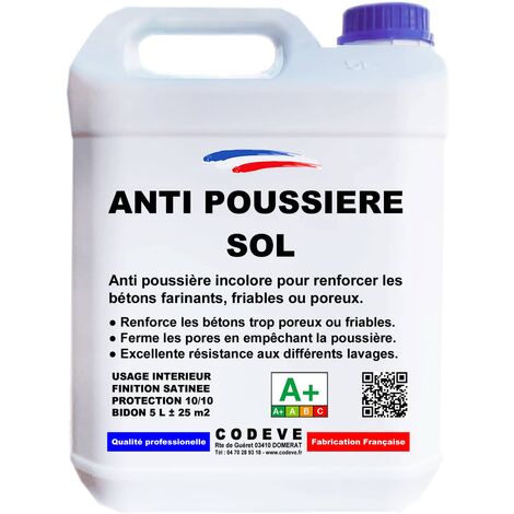 Codève Bois – Anti poussière sol 4x5 L – Renforce béton friable et poreux – Résistance aux lavages – Application facile en couches croisées