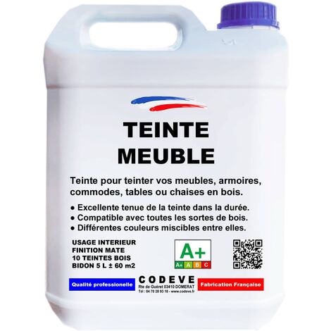 Teinte Meuble Bois - 5 L   - Codeve Bois - Noyer - Pour La Teinture De Votre Meuble, Table, Commode Ou Armoire En Bois.
