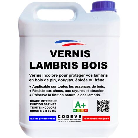 Vernis Lambris Bois - 4x5 L   - Codeve Bois - Pour Protéger Un Lambris En Bois De Sapin, Douglas, épicéa Ou Frêne.