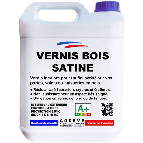 Vernis Satine Bois - 4x5 L   - Codeve Bois - Pour Un Aspect De Finition Satiné Sur Un Bardage, Fenêtre Ou Volet Bois.