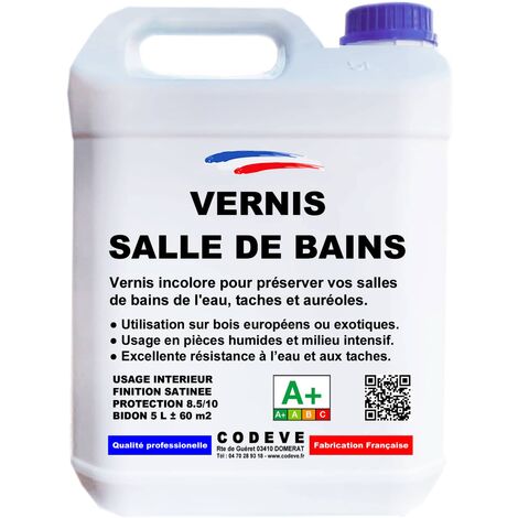 Vernis Salle De Bain - 4x5 L   - Codeve Bois - Pour La Protection De Votre Meuble De Salle De Bain Ou De Lavabo.