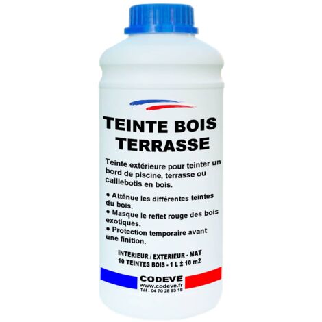Teinte Terrasse Bois - 1 L   - Codeve Bois - Chêne moyen - Pour Teinter Un Bord De Piscine, Terrasse Ou Caillebotis En Bois.