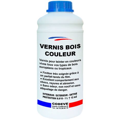 Vernis Bois Couleur - 1 L - Codeve Bois - Rouge - Pour La Décoration D'un Bardage, Volet, Persienne, Huisserie Ou Fenêtre.