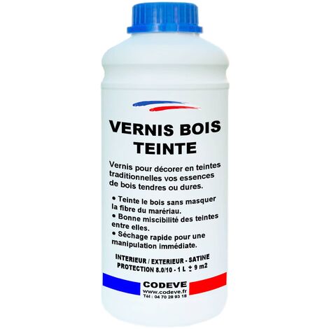 Vernis Teinte Bois - 1 L - Codeve Bois - Chêne foncé - Pour La Décoration D'un Bardage, Persienne, Volet, Huisserie Ou Fenêtre.