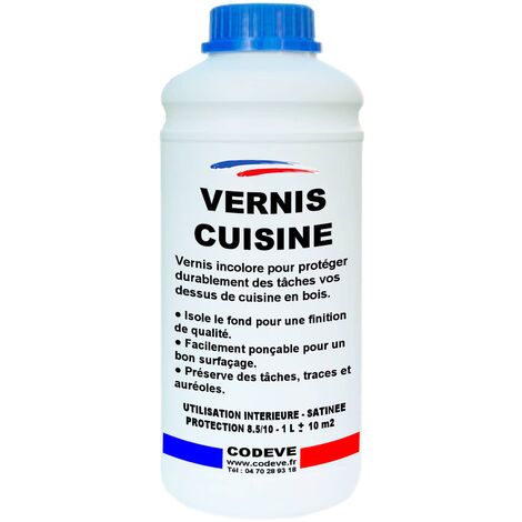 Codève Bois – Vernis cuisine 1 L – Préparateur et durcisseur pour bois – Finition sans odeur – Application en 2 passes fines – Rendement 10 à 13 m²/L (1/5)
