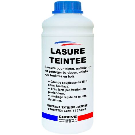 Lasure Teintee - 1 L - Codeve Bois - Incolore - Pour La Protection D'un Chalet, Abri, Cabane, Coffre Ou Balcon En Bois.