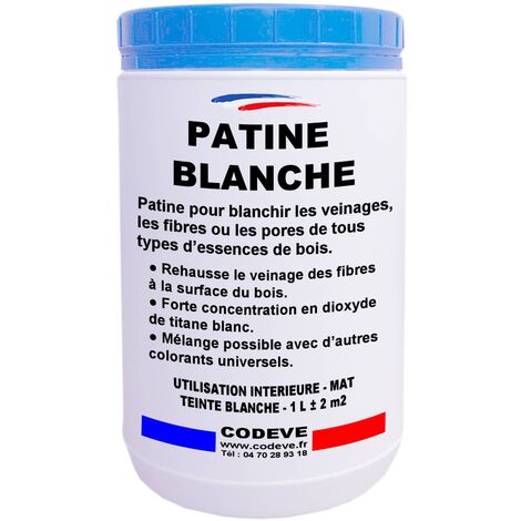 Codève Bois – Patine blanche 1 L – Blanchiment en profondeur des fibres et pores du bois – Rendement 2 à 3 m²/l – Nettoyage à l'eau
