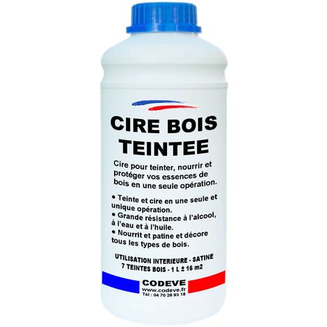 Cire Bois Teintee - 1 L   - Codeve Bois - Chêne moyen - Pour L'entretien De Tous Vos Types De Bois Massif, Stratifié, Lamellé Ou Collé.