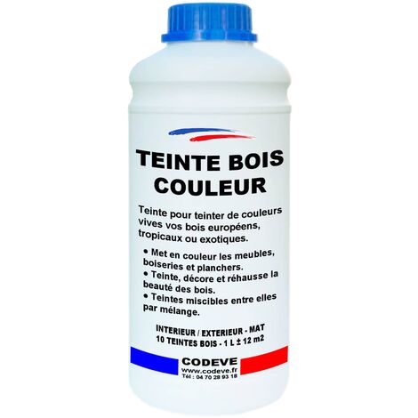Codève Bois – Teinte bois couleur 1 L – Noir pour teinter bois résineux, européens ou exotiques – Rendement 12 à 14 m²/L