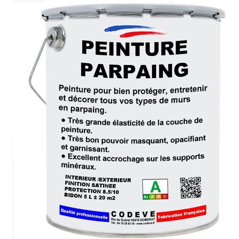 Peinture Parpaing - 5 L   - Codeve Bois - RAL 3020 - Rouge signalisation - Pour La Protection D'un Mur Parpaing, Brique Ou Béton Cellulaire.