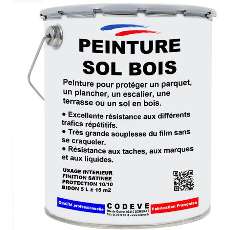 Peinture Sol Bois -  5 L   - Codeve Bois - RAL 3020 - Rouge signalisation - Pour La Protection De Votre Parquet, Escalier, Terrasse Ou Sol En Bois.