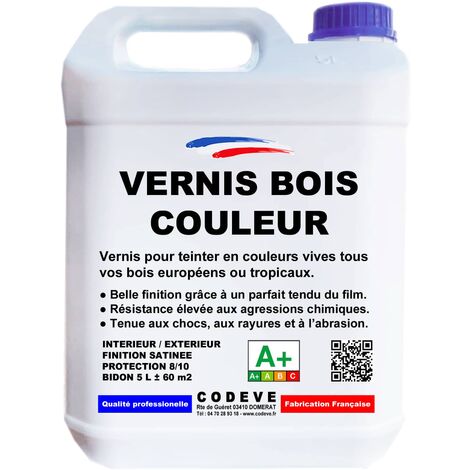 Vernis Bois Couleur - 5 L - Codeve Bois - Rouge - Pour La Décoration D'un Bardage, Volet, Persienne, Huisserie Ou Fenêtre.