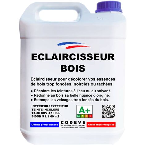 Codève Bois – Éclaircisseur bois 20 L – Dégriseur pour bois dur – Action rapide en moins de 30 mn – Prêt à l'emploi pour 12 à 14 m²/l