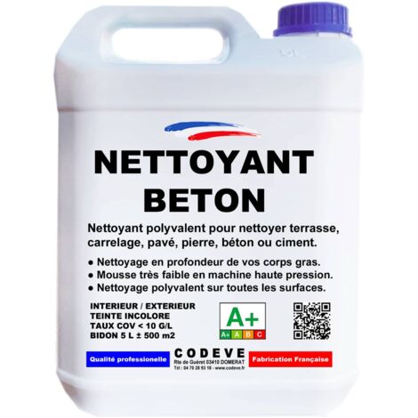 Nettoyant Beton - 4x5 L   - Codeve Bois - Pour Nettoyer Une Terrasse, Carrelage, Pavé, Pierre, Béton Ou Ciment.