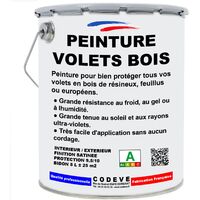 Codève Bois – Peinture volets bois 5 L – RAL 7035 gris clair – Résistante au gel et à la chaleur – Application facile sans cordage