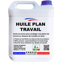 Huile Plan De Travail - 4x5 L - Codeve Bois - Pour L'entretien D'un Plan De Travail En Bois Massif, Stratifié Ou Lamellé.