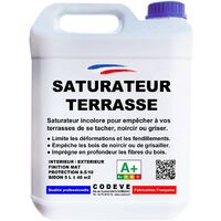 Codève Bois – Saturateur bois 20 L – Protection anti-UV et hydrofuge – Finition incolore pour terrasses et bords de piscine – Application facile