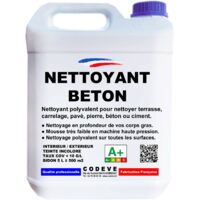 Codève Bois – Nettoyant béton 5 L – Haute performance pour nettoyage terrasse, carrelage, pavé, pierre, ciment – Prêt à l'emploi