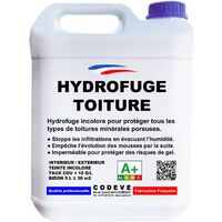 Codève Bois – Hydrofuge toiture 20 L – Protection imperméable pour tuiles, ardoises, béton, fibrociment – Séchage ultra rapide – Rendement jusqu'à 12 m2/l